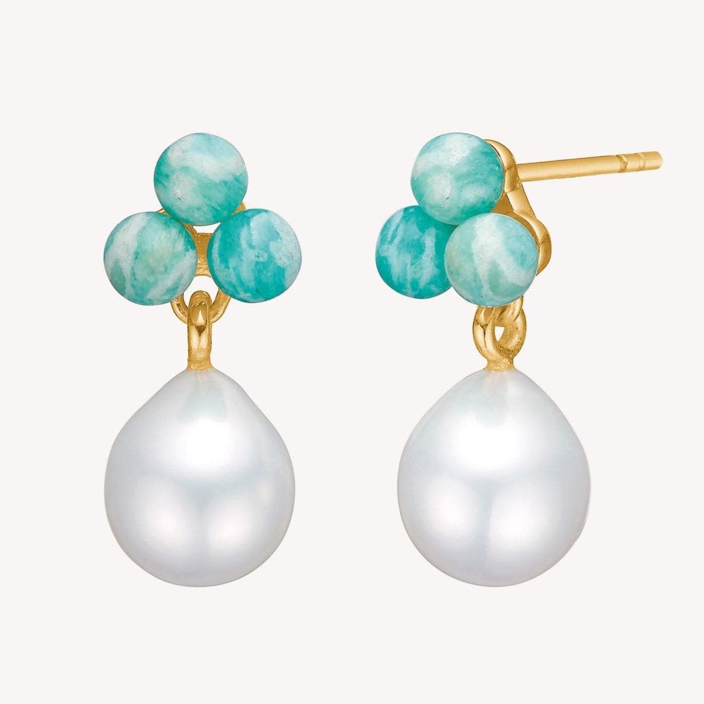 Coraline ear studs(パール/アマゾナイト):ピアス/ペア販売