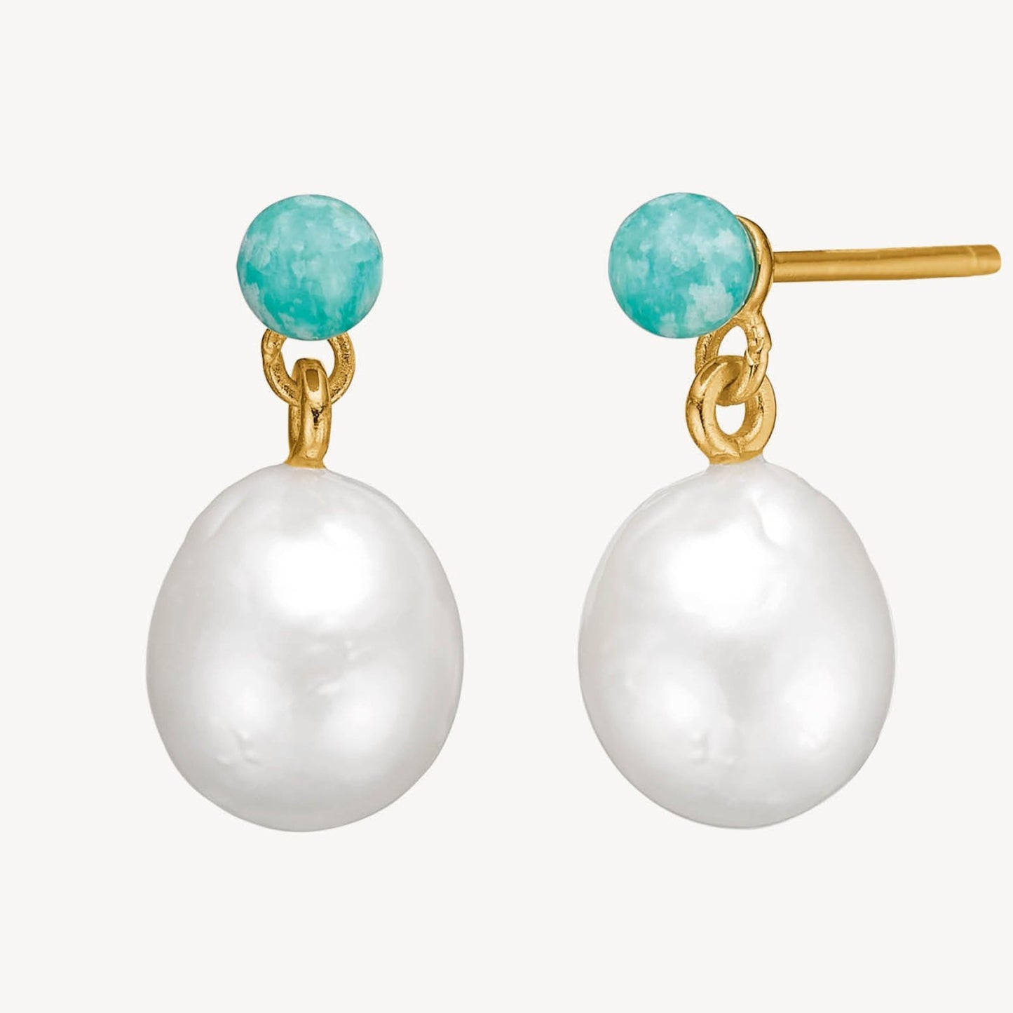 Cordelia ear studs(パール/アマゾナイト):ピアス/ペア販売
