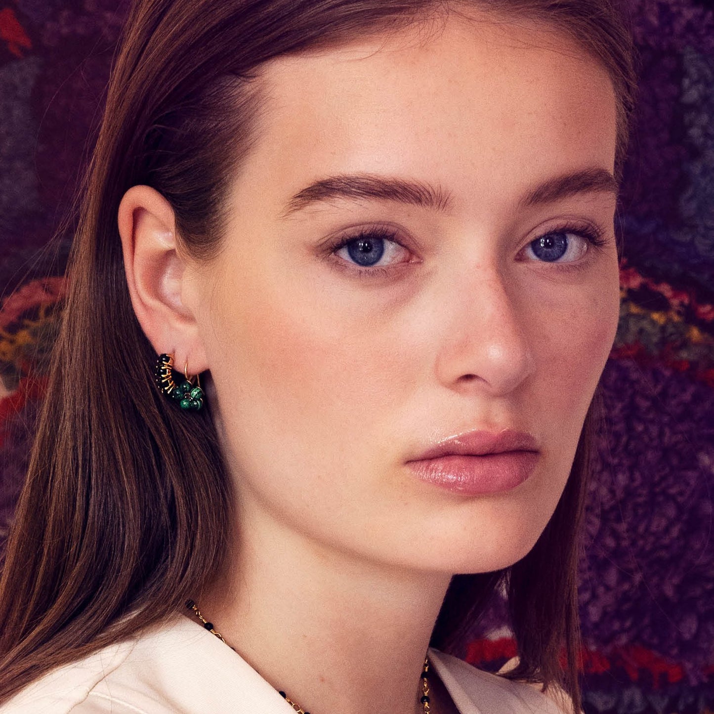 Flower earrings(アメジスト/マラカイト):ピアス/ペア販売