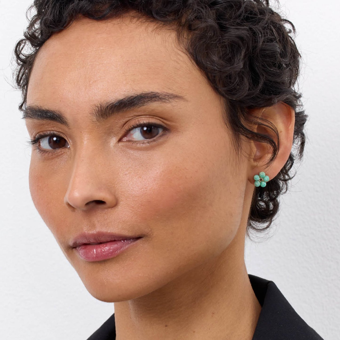 Flower ear studs(プラシオライト/アマゾナイト):ピアス/ペア販売