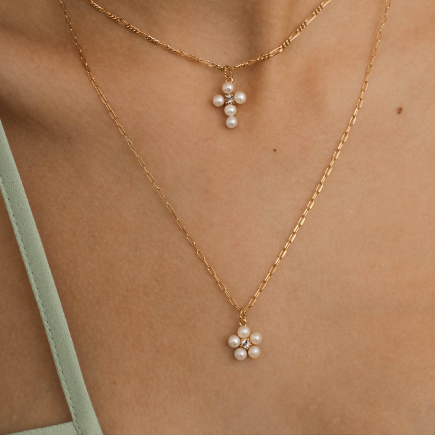 Flower pendant(パール/プラシオライト):ペンダント