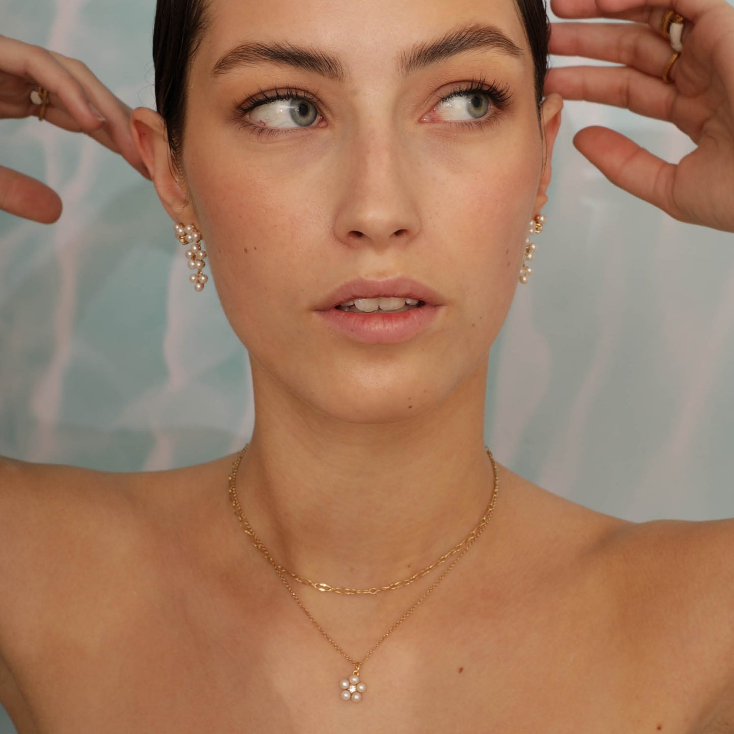 Flower pendant(パール/プラシオライト):ペンダント