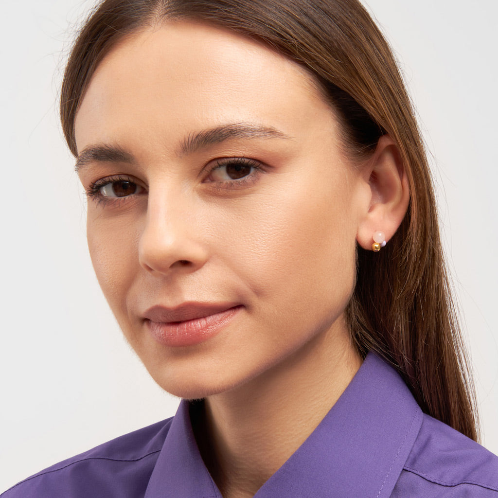 Bouquet Rose Quartz earring:ピアス/1個販売