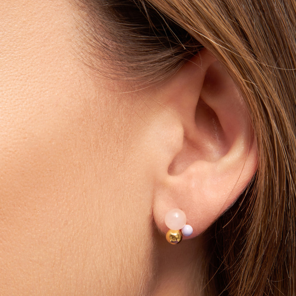 Bouquet Rose Quartz earring:ピアス/1個販売