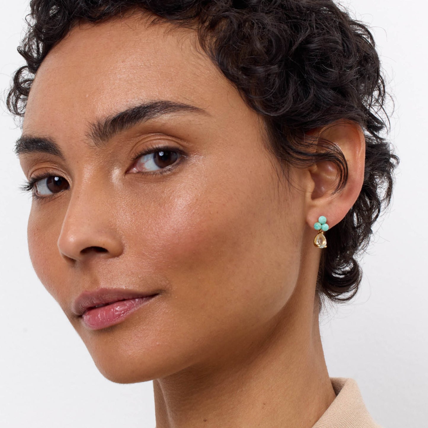 Marina ear studs(アマゾナイト/プラシオライト):ピアス/ペア販売
