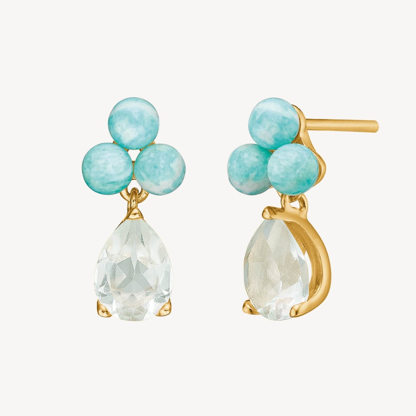 Marina ear studs(アマゾナイト/プラシオライト):ピアス/ペア販売