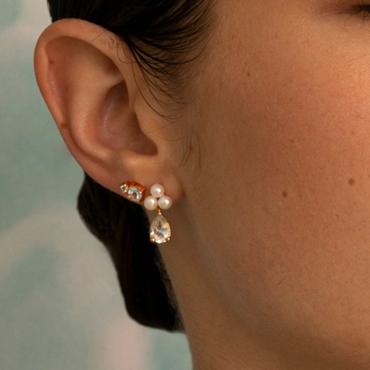 Marina ear studs(パール/プラシオライト):ピアス/ペア販売