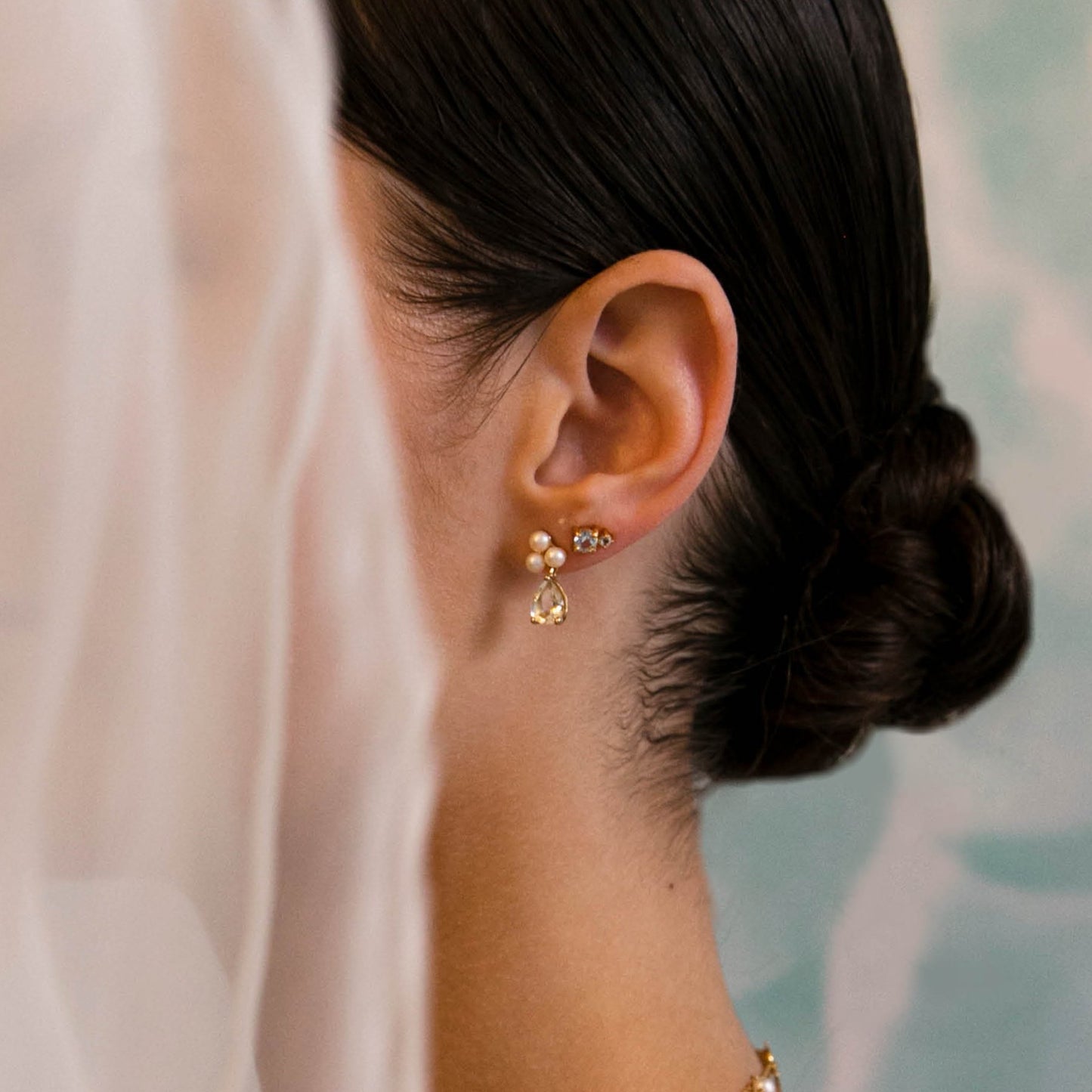 Marina ear studs(パール/プラシオライト):ピアス/ペア販売