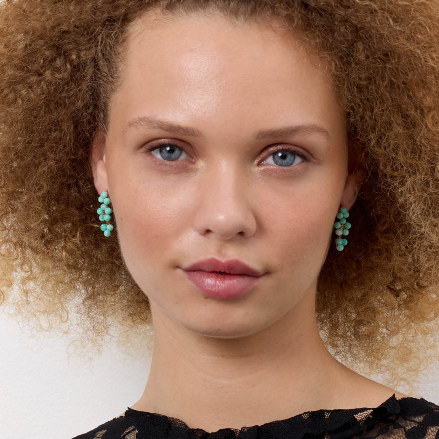 Reef ear studs(アマゾナイト/プラシオライト):ピアス/ペア販売