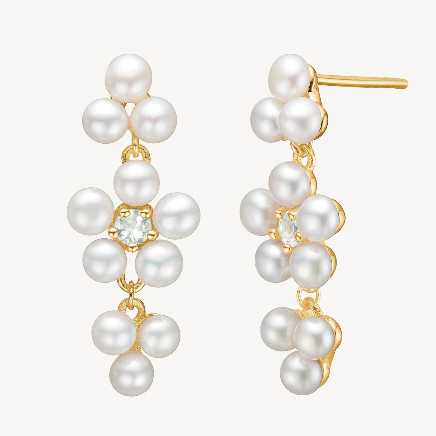 Reef ear studs(パール/プラシオライト):ピアス/ペア販売