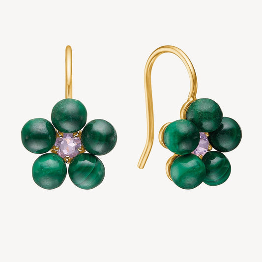 Flower earrings（アメジスト/マラカイト）：ピアス/ペア販売