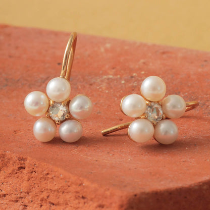 Flower earrings（プラシオライト/パール）：ピアス/ペア販売